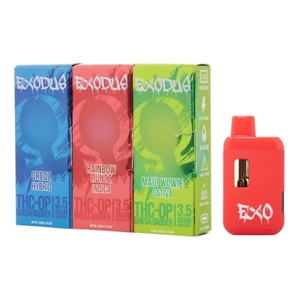 Exodus THC-OP Omega Badder Vaporizer – 3500mg - Strain#Lemon Haze (S)>Pineapple Express (H)>Maui Wowie (S)>Rainbow Runtz (I)>Cookie Sandwich (H)