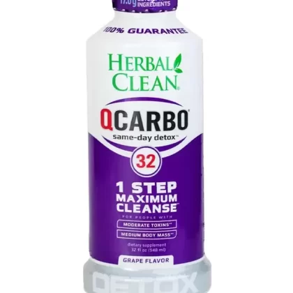 Grape Herbal Clean QCarbo32 Same-Day Premium Detox Drink 32 Fl Oz