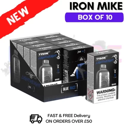 Blue Razz Tyson 2.0 600puff Vape Kit Pack / Box Of 10 Disposable