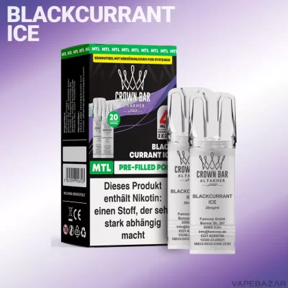 Al Fakher Pods Crown Bar 600 – MTL 20mg – Blackcurrant Ice - Ice / Schwarze Johannisbeere