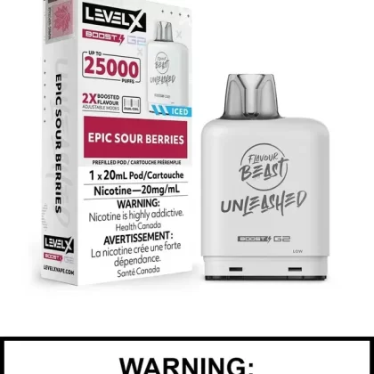 Epic Sour Berries Iced Flavour Beast Unleashed Level X Boost G2 Pods