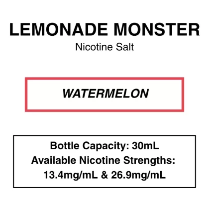 Watermelon (Lemonade Monster) – Nic Salt – 30ml - 12mg (24 mg Nic Salt), 13.4mg/mL (24 mg Nic Salt)