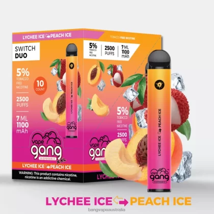 Vape Gang Switch Duo 2 flavors (Box of 10) 6006N42 Lychee Ice – Peach Ice – Bang Vape Australia - Bangvapeaustralia