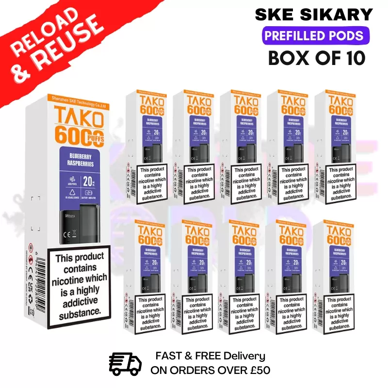 Blueberry Raspberry SKE Sikary 6K Replacement Pods Box Of 10