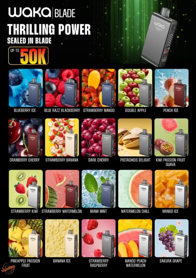 Waka Blade 50000 Puffs Disposable Vape In UAE - Banana Ice, Blue Razz Blackberry