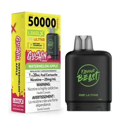 Flavour Beast Level X G2 Ultra Pod – 50k Puffs – Gushin Watermelon Apple