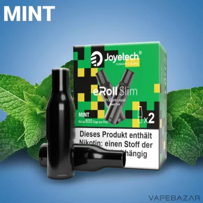 Joyetech eRoll Slim Prefilled Pod – Mint (2er Pack) - Joyetech / 20mg/ml / 2ml / ca. 600 / Aromen / Propylenglykol / Nikotin / Glycerin / Nein / Minze