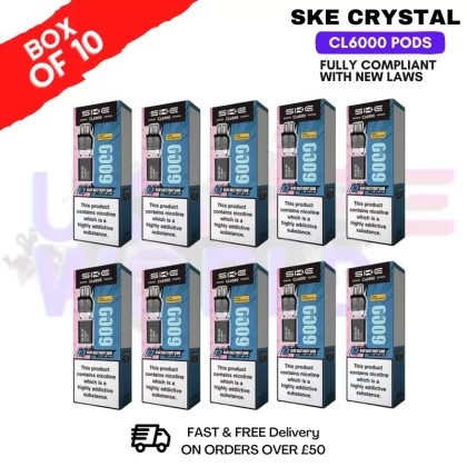 Blue Razz Fruit Gum SKE Crystal CL6000 Prefilled Pod Box Of 10