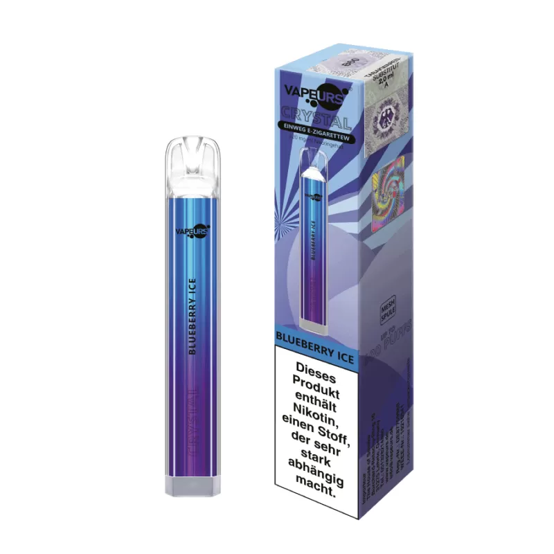 VAPEURS Crystal – Blueberry Ice - 550 mAh / Vapeurs / Glycerin / Nikotinsalz / Propylenglykol / Aromastoffe / 20mg/ml - Image 3