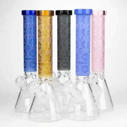 COBRA | 14″ Sandblasted Geometric Graphic- 7 mm Glass Bong
