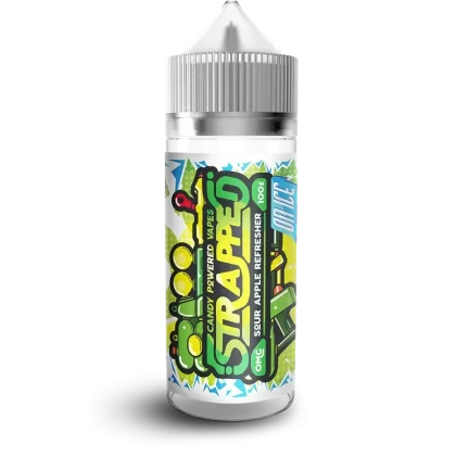 SOUR APPLE REFRESHER ON ICE E LIQUID BY STRAPPED 100ML 70VG