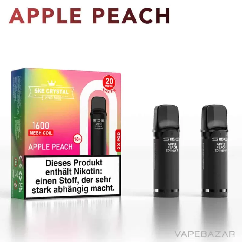SKE Crystal 800 Pro Pods – Apple Peach (2er Pack) - SKE Crystal / Aromastoffe / Nikotin / Glycerin / Propylenglykol / ca. 1600 insgesamt - Image 2