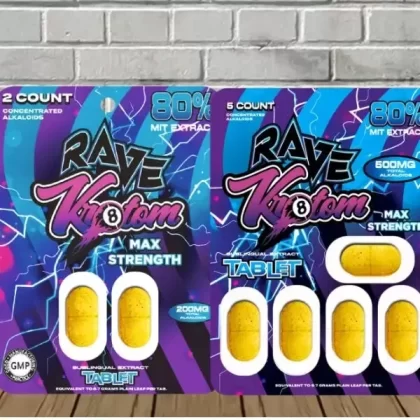 Rave Kratom Max Strength 80% Extract Tablets