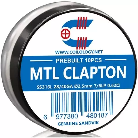Coilology Prebuilt Sandvik MTL Clapton Coils - Size#SS316L 0.62 Ohm>Ni80 0.73 Ohm>Ni80 0.92 Ohm>Ni80 1.14 Ohm>KA1 1.21 Ohm