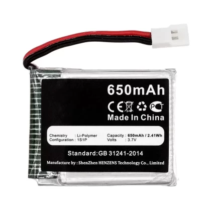 Batteries N Accessories BNA-WB-P13727 Quadcopter Drone Battery – Li-Pol, 3.7V, 650mAh, Ultra High Capacity – Replacement for Skyhunter X8TW Battery