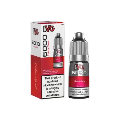 IVG 6000 Cherry Chew E Liquid 10ml - Nicotine Strength#20mg>10mg