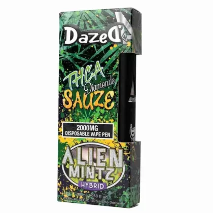 DazedA THCA Diamonds Sauze Disposable Vape Pen Alien Mintz 2g - Vape Store