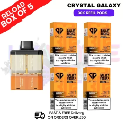 Mango Peach Pineapple Crystal Galaxy 30K Replacement Pods Box Of 5