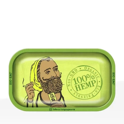 Zig-Zag® Rolling Tray | ‘Hemp Green’ | Small – 10.75″ x 6.5″ – Metal