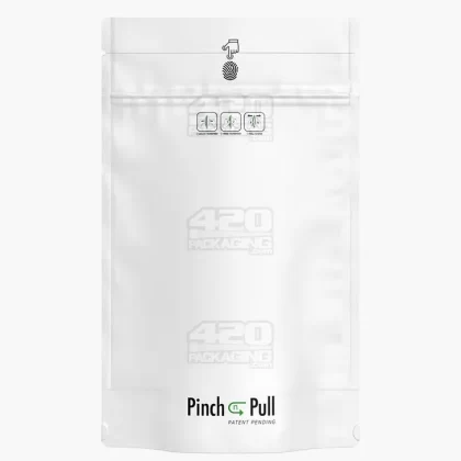 Child Resistant & Tamper Evident | Pinch N Pull Matte White Mylar Bags | 6in x 9.8in – 28g – 250 Count