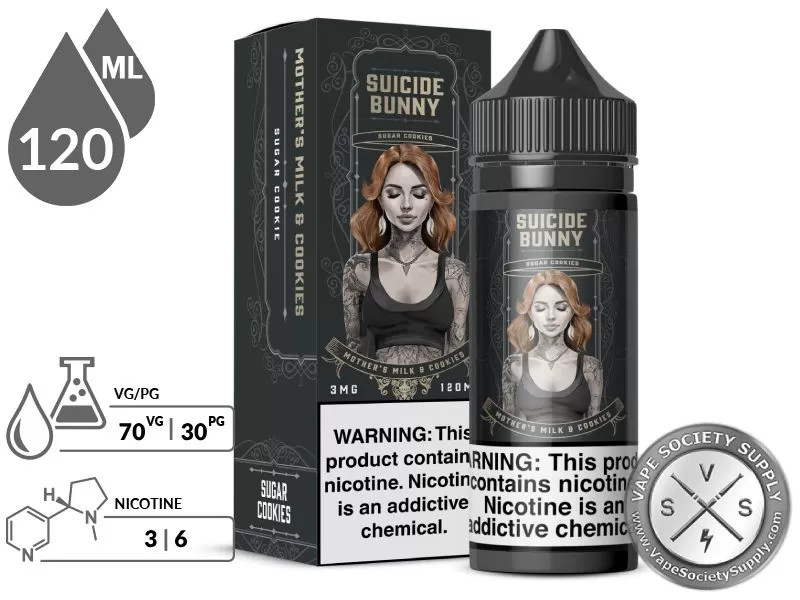 Mother’s Milk & Cookies by Suicide Bunny 120ml - Vape Product, Vape Product; NCDOR - Image 2