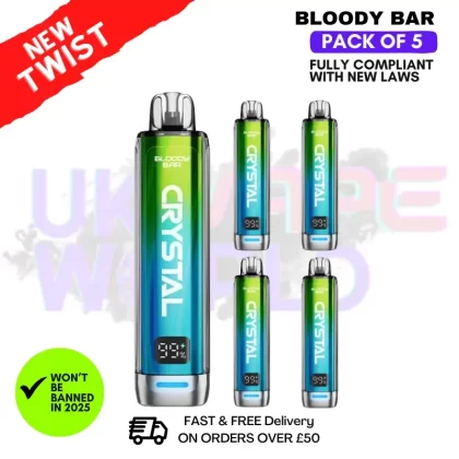 Blueberry Raspberry Bloody Bar Crystal 10K Puff Pack Of 5