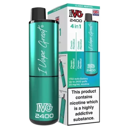 IVG 2400 Rechargeable Vape Classic Menthol - Strength#20mg (AAA5B9) (AAA5B9)