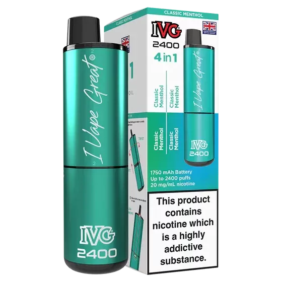 IVG 2400 Rechargeable Vape Classic Menthol - Strength#20mg (AAA5B9) (AAA5B9)