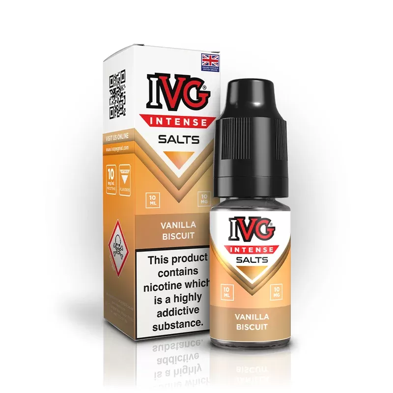 IVG Intense Nic Salt E Liquid Vanilla Biscuit - Nicotine strength#20mg>10mg
