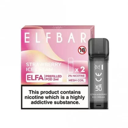 Elf Bar Elfa Strawberry Ice Cream Nic Salt E Liquid Pods – Elfa Series (2 x 2ml)