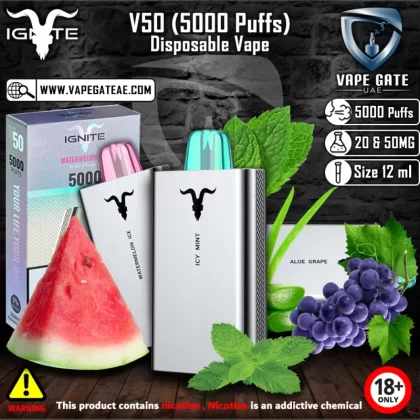 IGNITE - V50 (5000 Puffs) Disposable Vape - 20 mg / Strawberry Mango