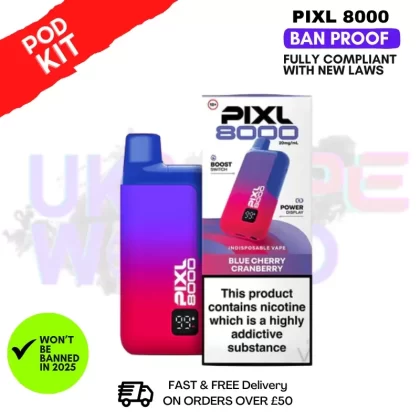 Blue Cherry Cranberry Pixl 8K 8000 Puff Pod Kit