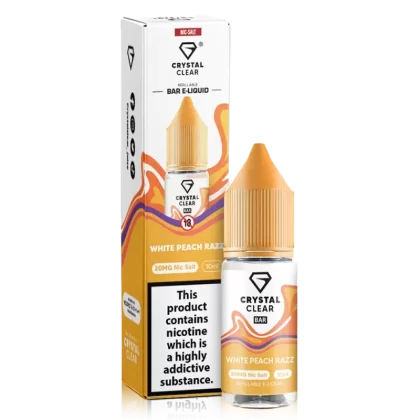 White Peach Razz Nic Salt by Crystal Clear Bar Salts