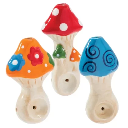 Wacky Bowlz Ceramic Hand Pipe | Patterned Mushroom