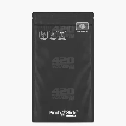 Child Resistant & Tamper Evident | Pinch N Slide 3.0 Matte Black Bottom Loading Mylar Bags | 5in x 8.5in – 14g – 250 Count