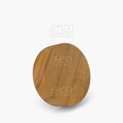 Child Resistant | Smooth Flat Push Down & Turn Plastic Caps w/ Foam Liner | 53mm – Bamboo Wood – 100 Count