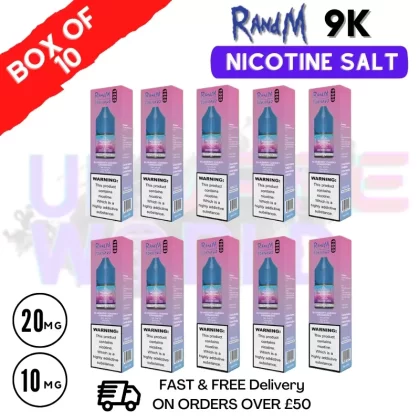 Blue Razz Cherry RandM 9000 Tornado Nic Salt Pack / Box of 10 – £16.99
