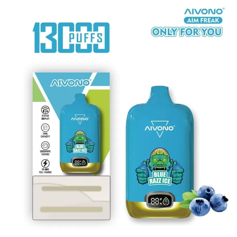 AIVONO AIM FREAK 13000 Puffs | 0%-5% strength, 20mL, LCD display, bulk disposable vape - Aiviouvapes - Image 3