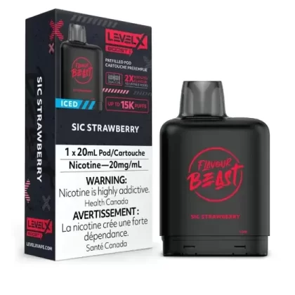 Level X Flavour Beast BOOST Pod 20mL – Sic Strawberry Iced – 15K Puffs