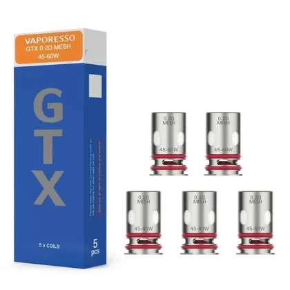 Vaporesso GTX Coil - Resistance#0.15 Mesh (60W - 75W)>0.2 Mesh (45W - 60W)>0.3 Mesh (32W - 45W)>0.4 Mesh (26W - 32W)>0.6 Mesh (20W - 26W)