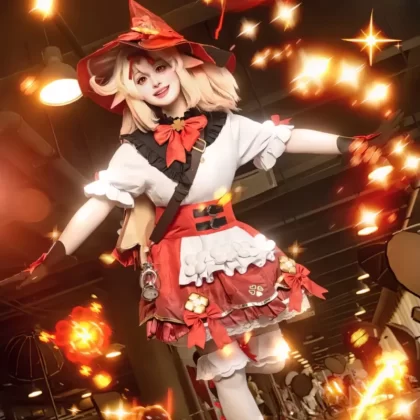 Spark Knight Bomber Kell Cosplay Costume - Red Pyro Outfit
