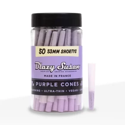 Blazy Susan | Shorty Sized Pre-Rolled Cones | 53mm – Purple – 50 Count