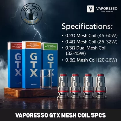 Vaporesso GTX Mesh Coil 5pcs In Dubai - 0.2Ω Dual Mesh Coil (45–60W), 0.3Ω Dual Mesh Coil (32–45W) (FFC164)