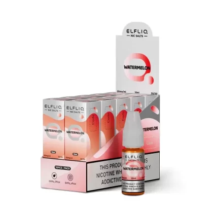 ElfLiq 10 Bottle Pack Watermelon E Liquid - Elf Bar ElfLiq Watermelon E Liquid 10ml (Nicotine Strength)#20mg>10mg>5mg
