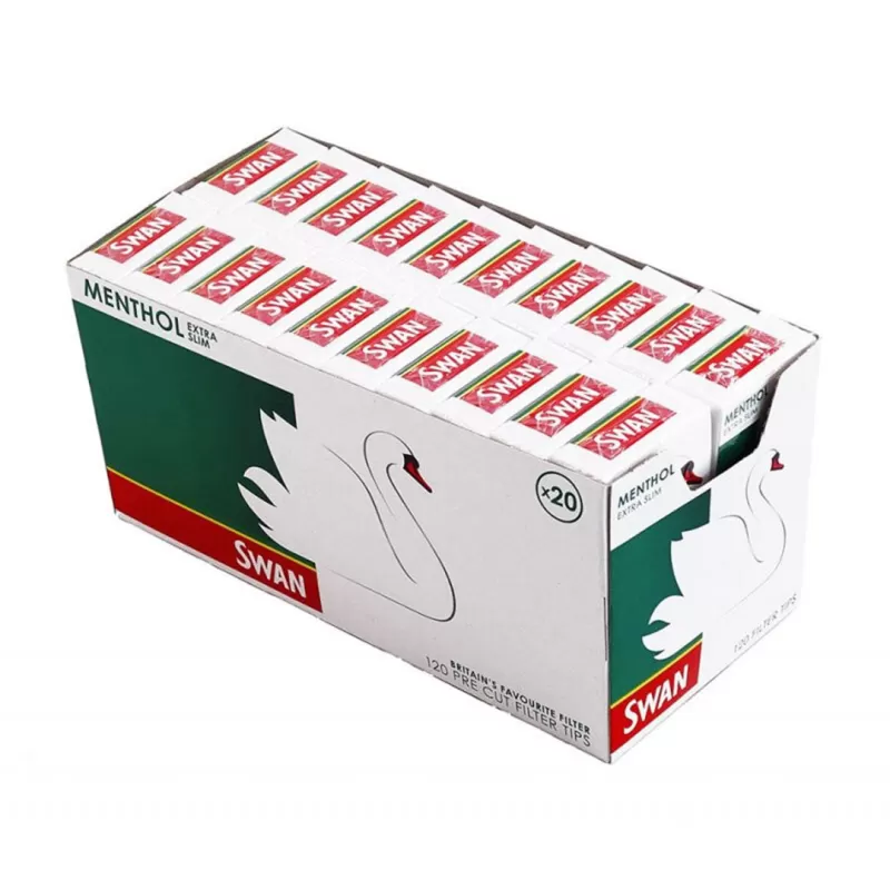 SWAN Menthol Extra Slim Filter Tips 20 Per Box