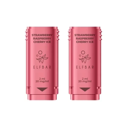 Elf Bar 1200 Strawberry Raspberry Cherry Ice Pods (2 Pack) - Strength#20mg (978F8B)