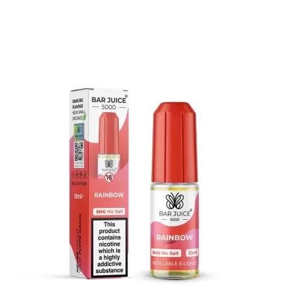 Rainbow Nic Salt E-Liquid by Bar Juice 5000 – Mixed Fruit Candy Explosion in 5mg, 10mg, 15mg, 20mg