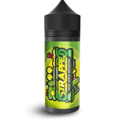 SOUR APPLE REFRESHER E LIQUID BY STRAPPED 100ML 70VG
