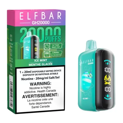 Elf Bar GH20K Disposable Vape Device - Ice Mint 20ml - 20mg/ml