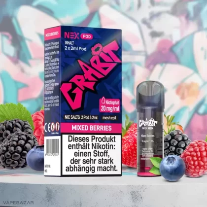 Grabit Nex Pods – Mixed Berries (2er Pack) (ELFA Kompatibel) - Früchtemix; ca. 1200 insgesamt (E0929C)